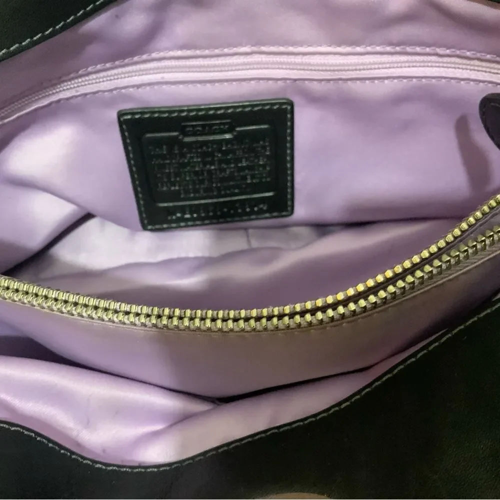 Coach 13914 Black Leather Pleated Garnet Satchel Nickel TurnLock Handbag